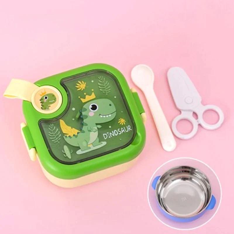 Square Kids Stainless Steel Lunch Box with Spoon and Scissor - 750 ml