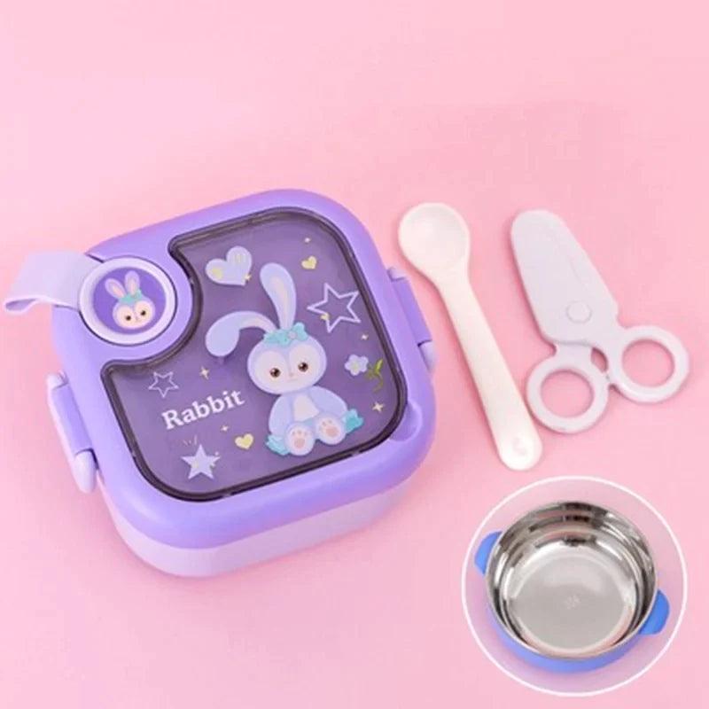 Square Kids Stainless Steel Lunch Box with Spoon and Scissor - 750 ml