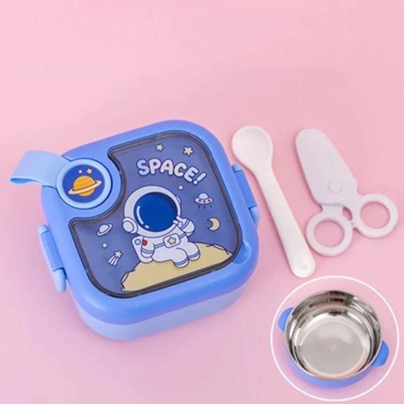 Square Kids Stainless Steel Lunch Box with Spoon and Scissor - 750 ml