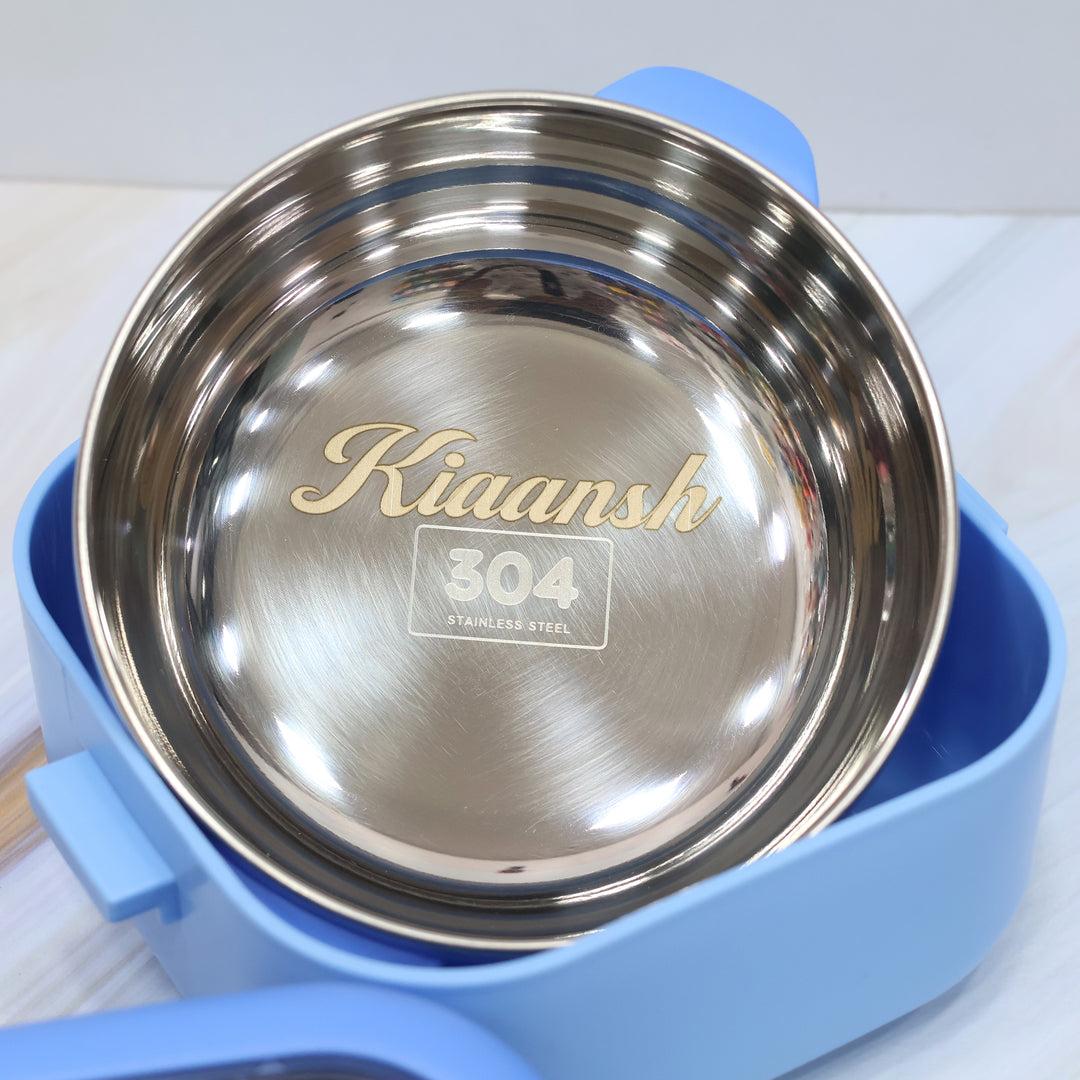 Square Kids Stainless Steel Lunch Box with Spoon and Scissor - 750 ml