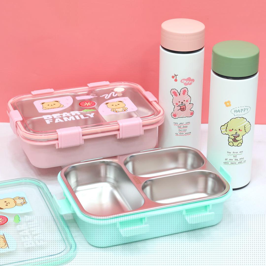Animal Theme Bento Lunch Box & Water Bottle Combo