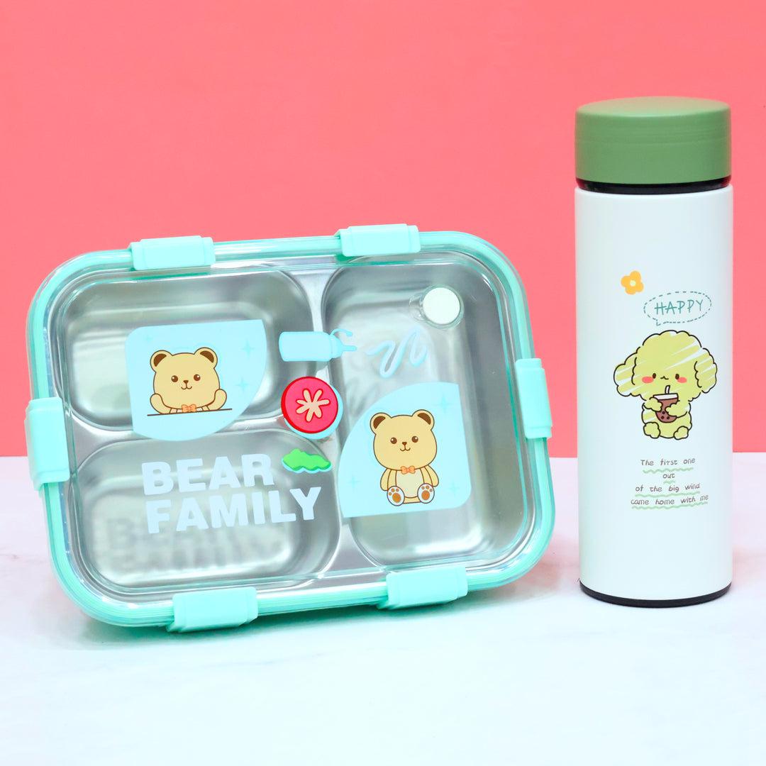 Animal Theme Bento Lunch Box & Water Bottle Combo