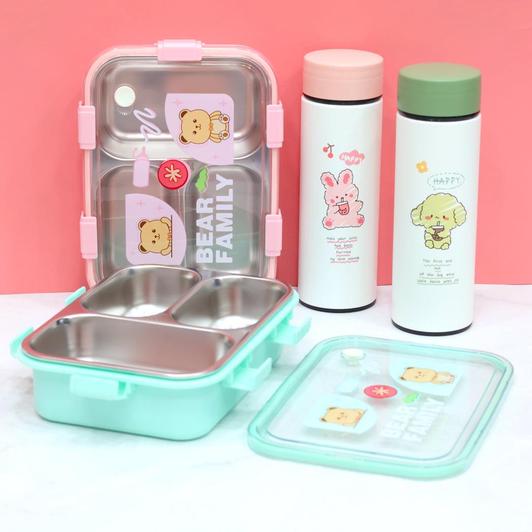 Animal Theme Bento Lunch Box & Water Bottle Combo