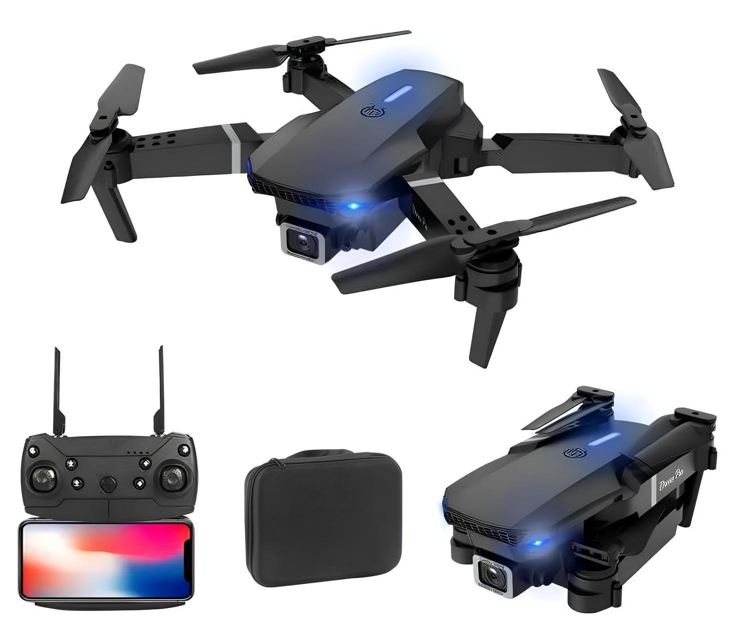 Foldable Remote Control Drone with Camera HD Wide Angle Lens Visual Hovering with Headless mode, 360 Flip Stunt, Altitude Hold Features 1800Mah Battery WiFi FPV 4-Axis with Dual Flash Lights