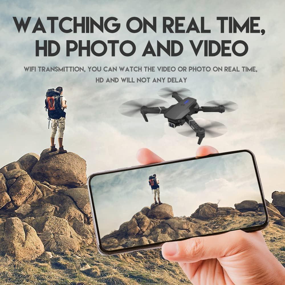 Foldable Remote Control Drone with Camera HD Wide Angle Lens Visual Hovering with Headless mode, 360 Flip Stunt, Altitude Hold Features 1800Mah Battery WiFi FPV 4-Axis with Dual Flash Lights