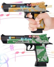 Light and Sound Police Army Style Pistol Gun Toy with Moving Top Loader Telescopic Barrel and Target Projection Effect, Desert Eagle Pistol (Pack of 1) Random Color Dispatch, Assorted