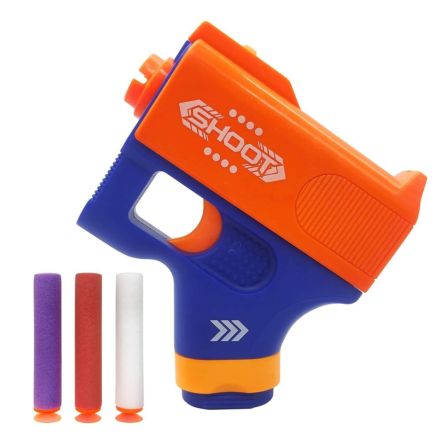 Mini Soft Blaster Manual Soft Bullet Shooting Toy with 3 Safe Foam Bullets for Kids, Safe and Long Range Shooting Gun - Multicolour