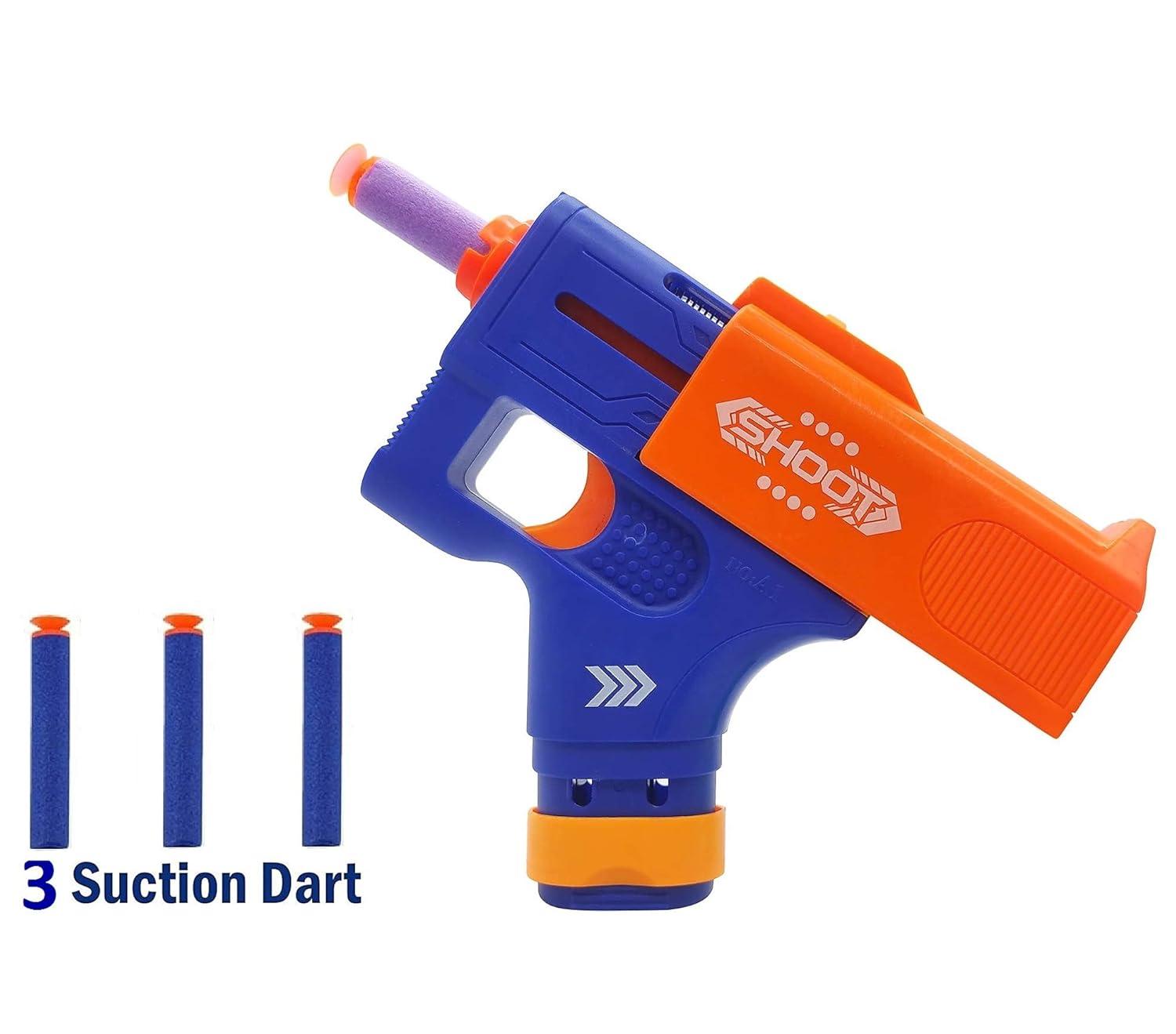 Mini Soft Blaster Manual Soft Bullet Shooting Toy with 3 Safe Foam Bullets for Kids, Safe and Long Range Shooting Gun - Multicolour