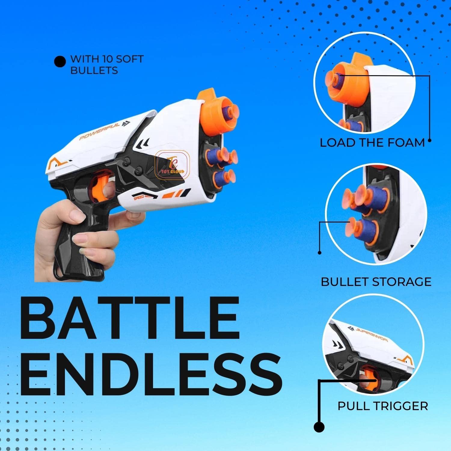 Mini Soft Blaster Manual Soft Bullet Shooting Toy with 3 Safe Foam Bullets for Kids, Safe and Long Range Shooting Gun - Multicolour