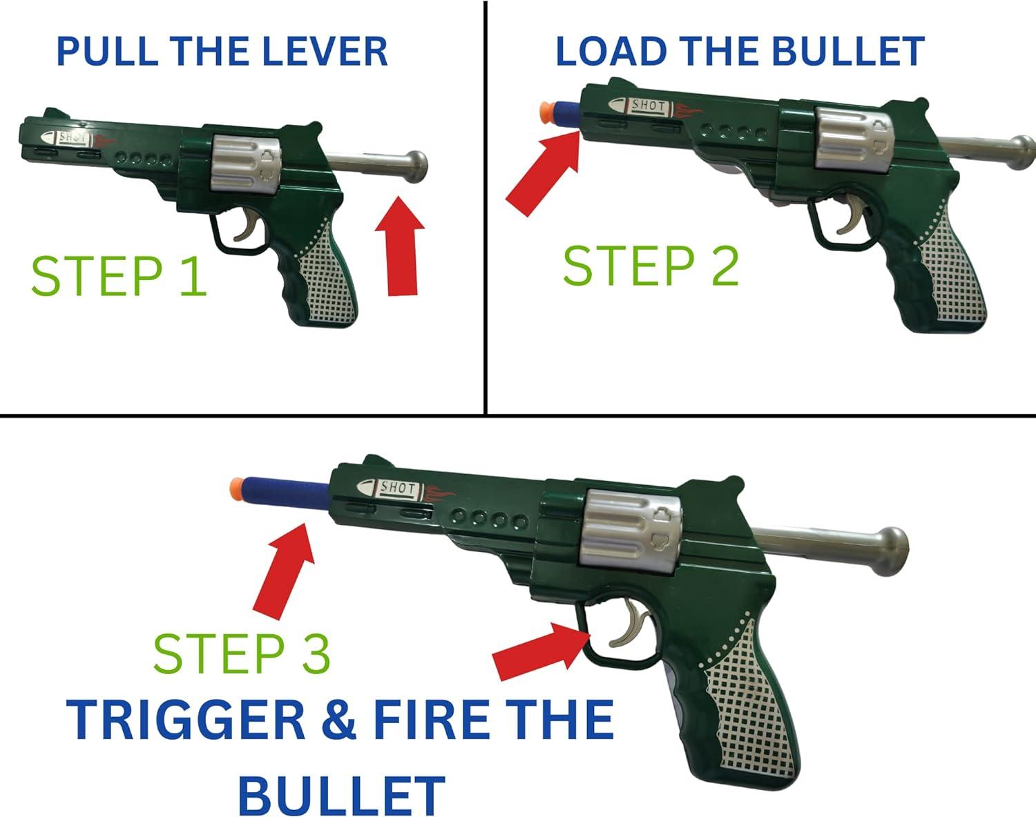 Mini Soft Blaster Manual Soft Bullet Shooting Toy with 3 Safe Foam Bullets for Kids, Safe and Long Range Shooting Gun - Multicolour