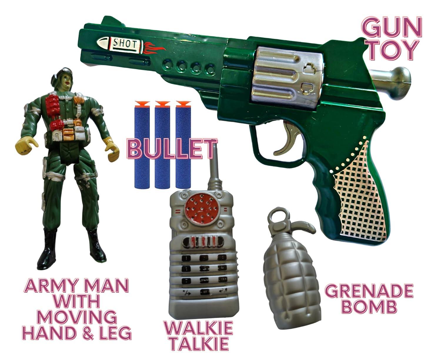 Mini Soft Blaster Manual Soft Bullet Shooting Toy with 3 Safe Foam Bullets for Kids, Safe and Long Range Shooting Gun - Multicolour