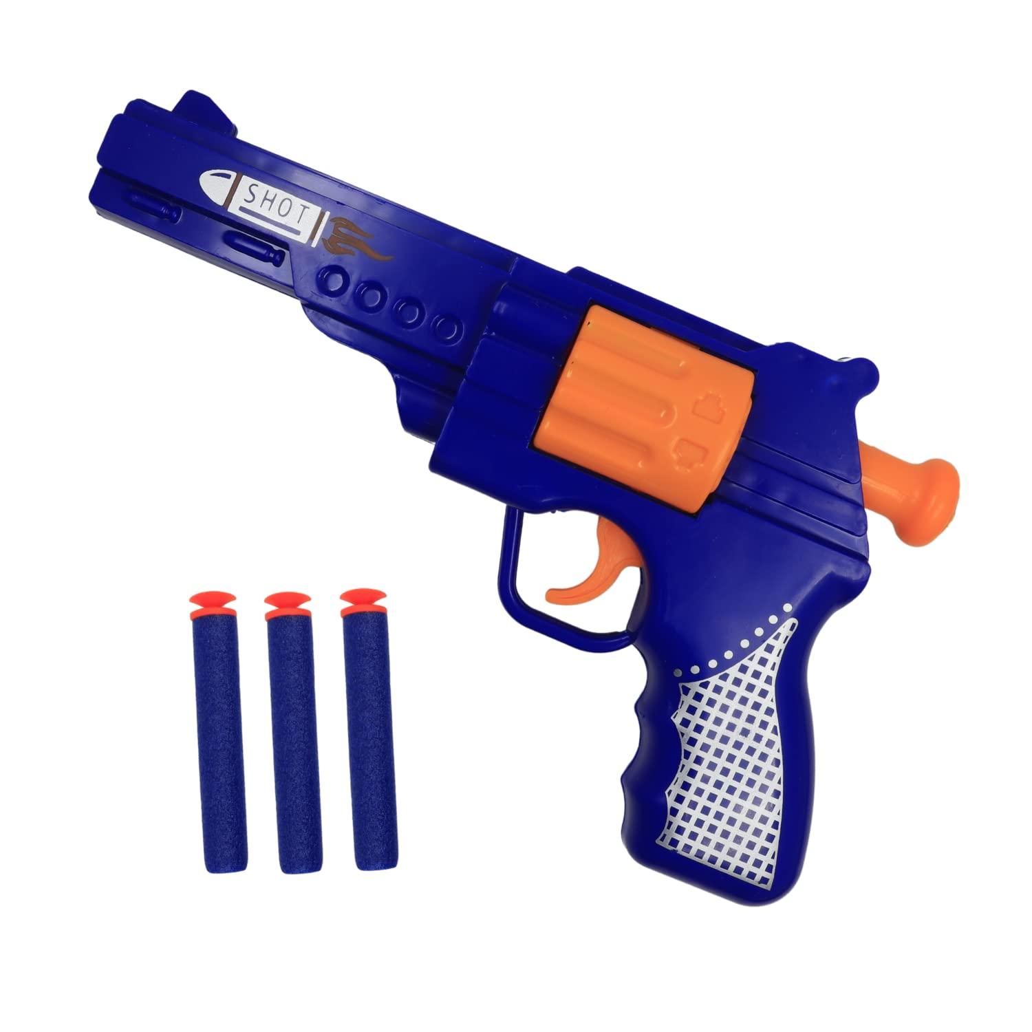 Mini Soft Blaster Manual Soft Bullet Shooting Toy with 3 Safe Foam Bullets for Kids, Safe and Long Range Shooting Gun - Multicolour