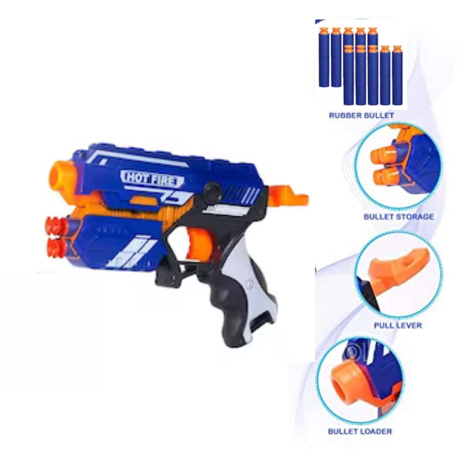 Mini Soft Blaster Manual Soft Bullet Shooting Toy with 3 Safe Foam Bullets for Kids, Safe and Long Range Shooting Gun - Multicolour