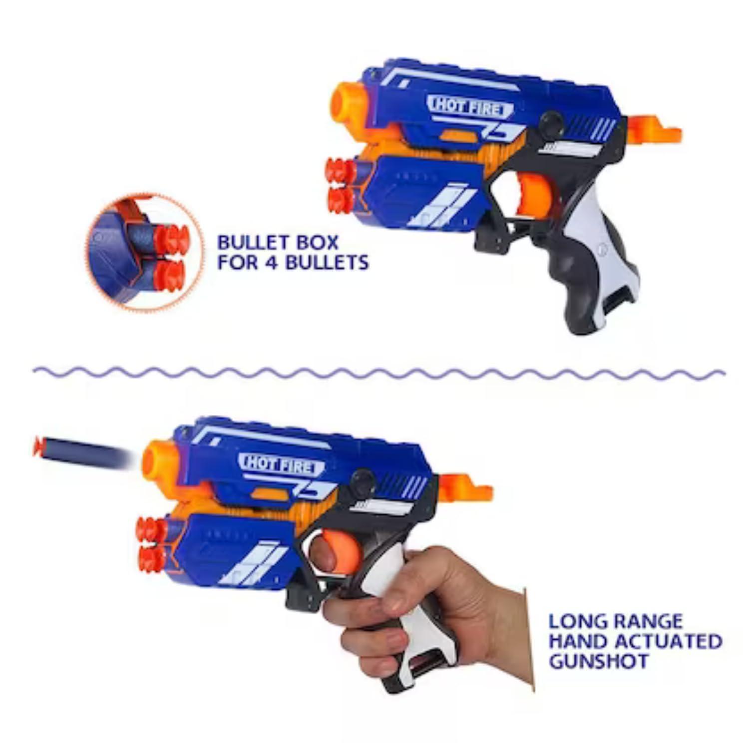 Mini Soft Blaster Manual Soft Bullet Shooting Toy with 3 Safe Foam Bullets for Kids, Safe and Long Range Shooting Gun - Multicolour