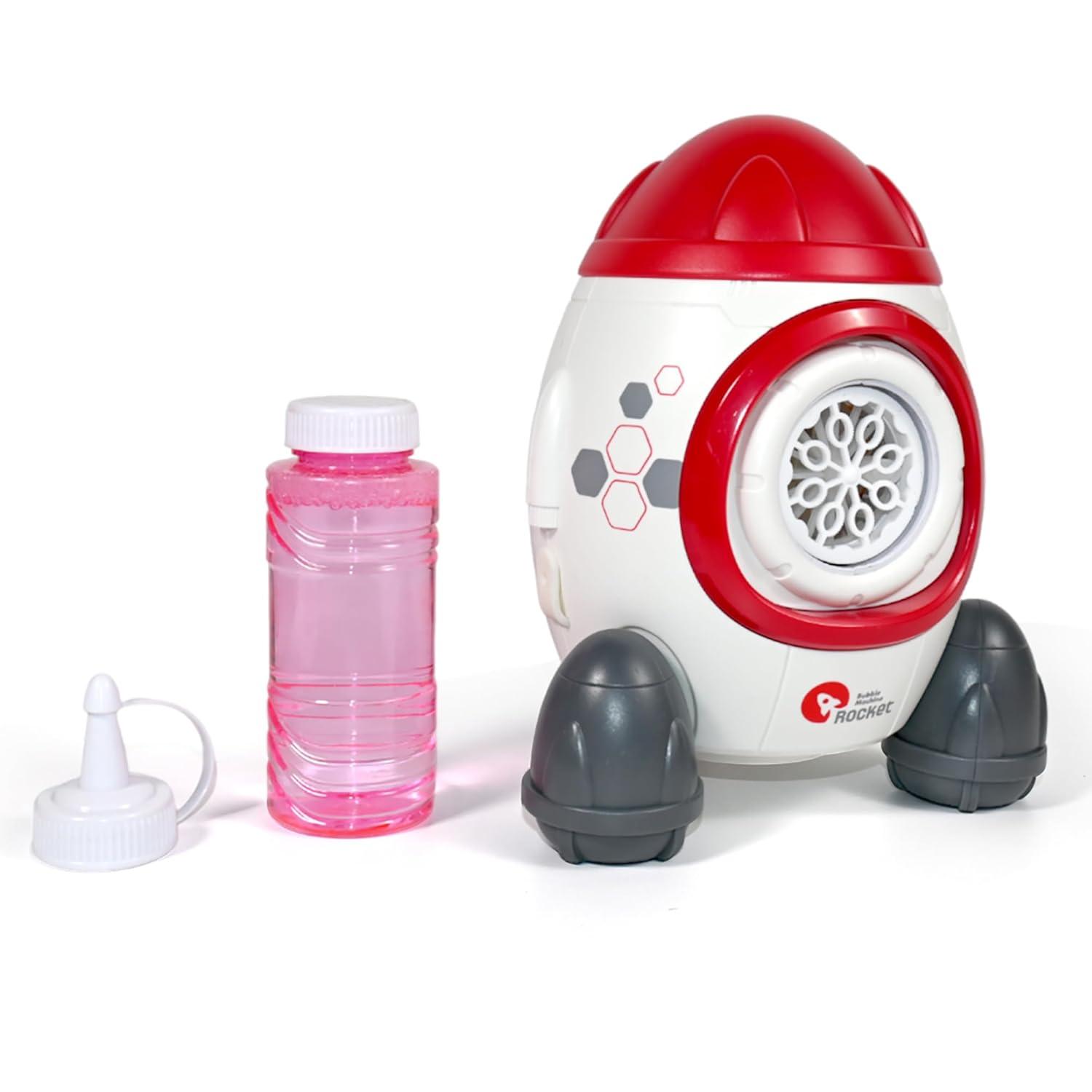 Leak-Proof Design Automatic Bubble Gun for Kids & Toddlers with LED Light - includes 2 Bubble Liquid Bottles - Blue