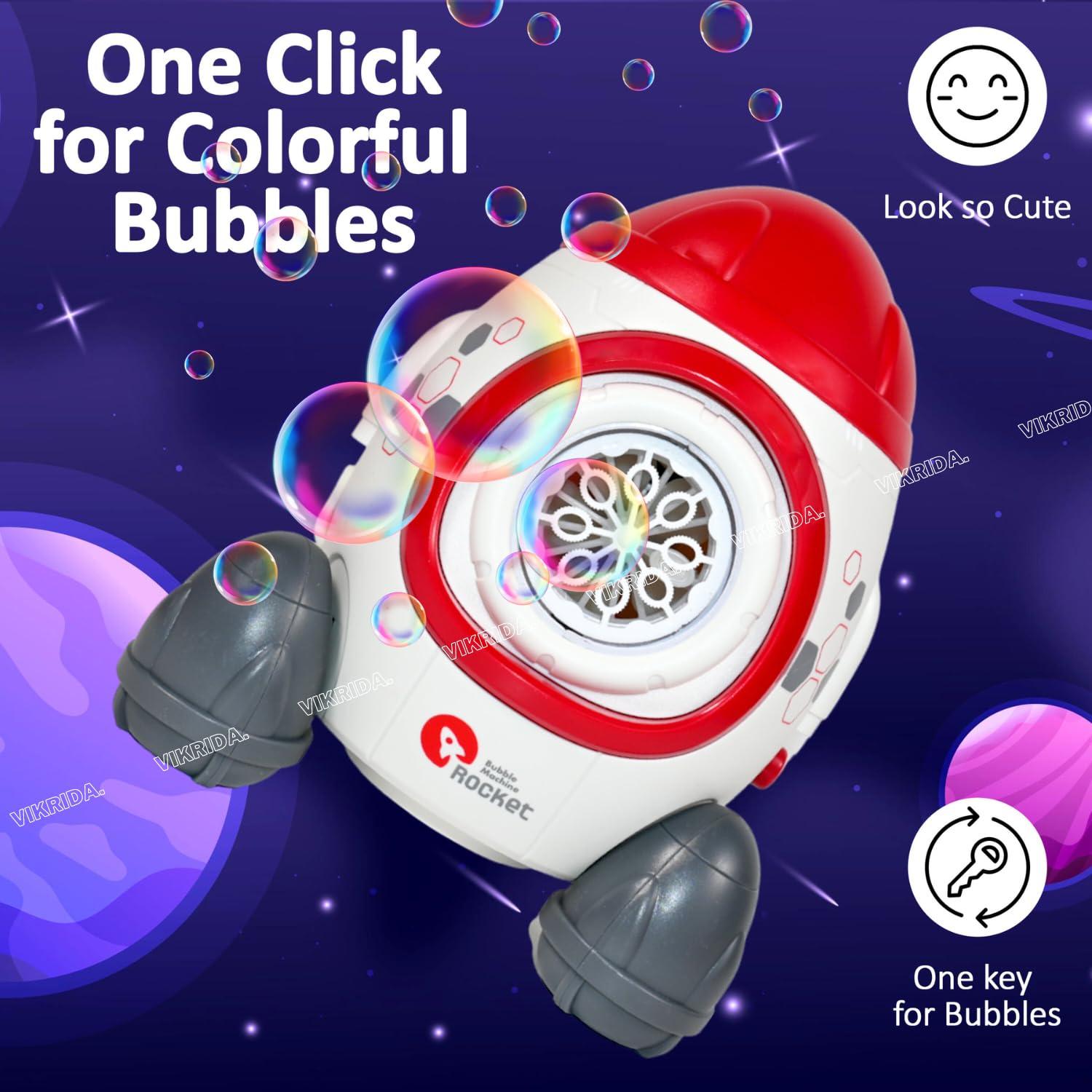 Leak-Proof Design Automatic Bubble Gun for Kids & Toddlers with LED Light - includes 2 Bubble Liquid Bottles - Blue