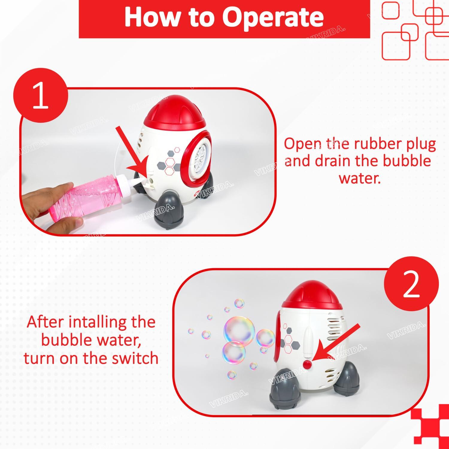 Leak-Proof Design Automatic Bubble Gun for Kids & Toddlers with LED Light - includes 2 Bubble Liquid Bottles - Blue