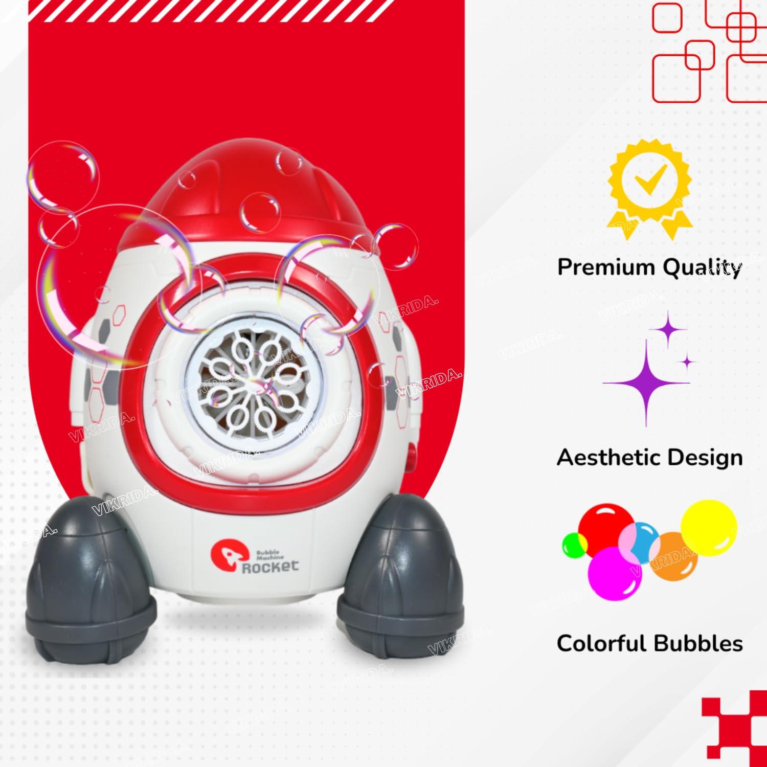 Leak-Proof Design Automatic Bubble Gun for Kids & Toddlers with LED Light - includes 2 Bubble Liquid Bottles - Blue