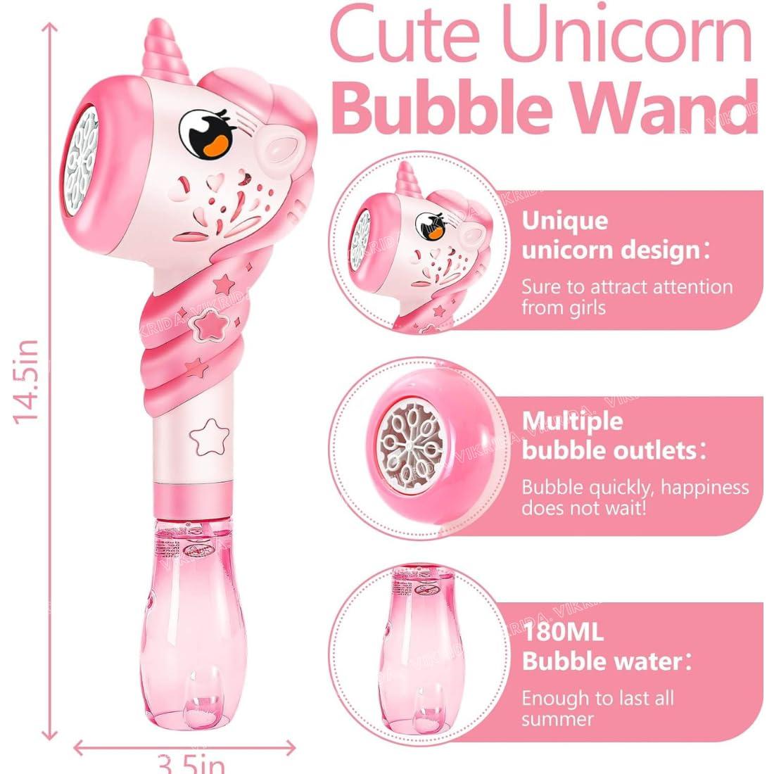 Leak-Proof Design Automatic Bubble Gun for Kids & Toddlers with LED Light - includes 2 Bubble Liquid Bottles - Blue