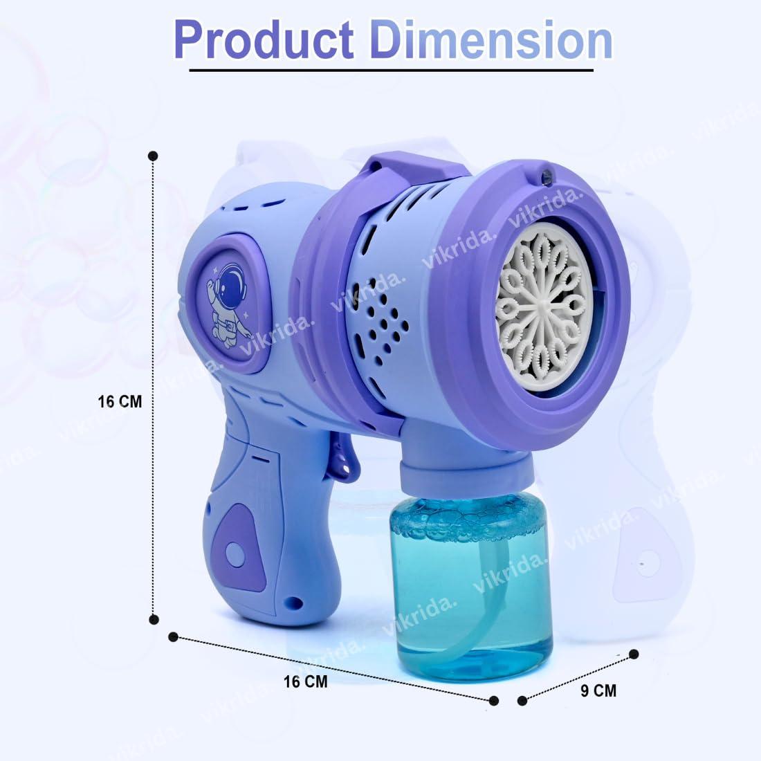 Leak-Proof Design Automatic Bubble Gun for Kids & Toddlers with LED Light - includes 2 Bubble Liquid Bottles - Blue