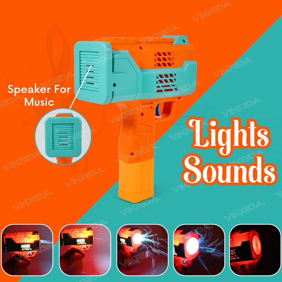 Leak-Proof Design Automatic Bubble Gun for Kids & Toddlers with LED Light - includes 2 Bubble Liquid Bottles - Blue