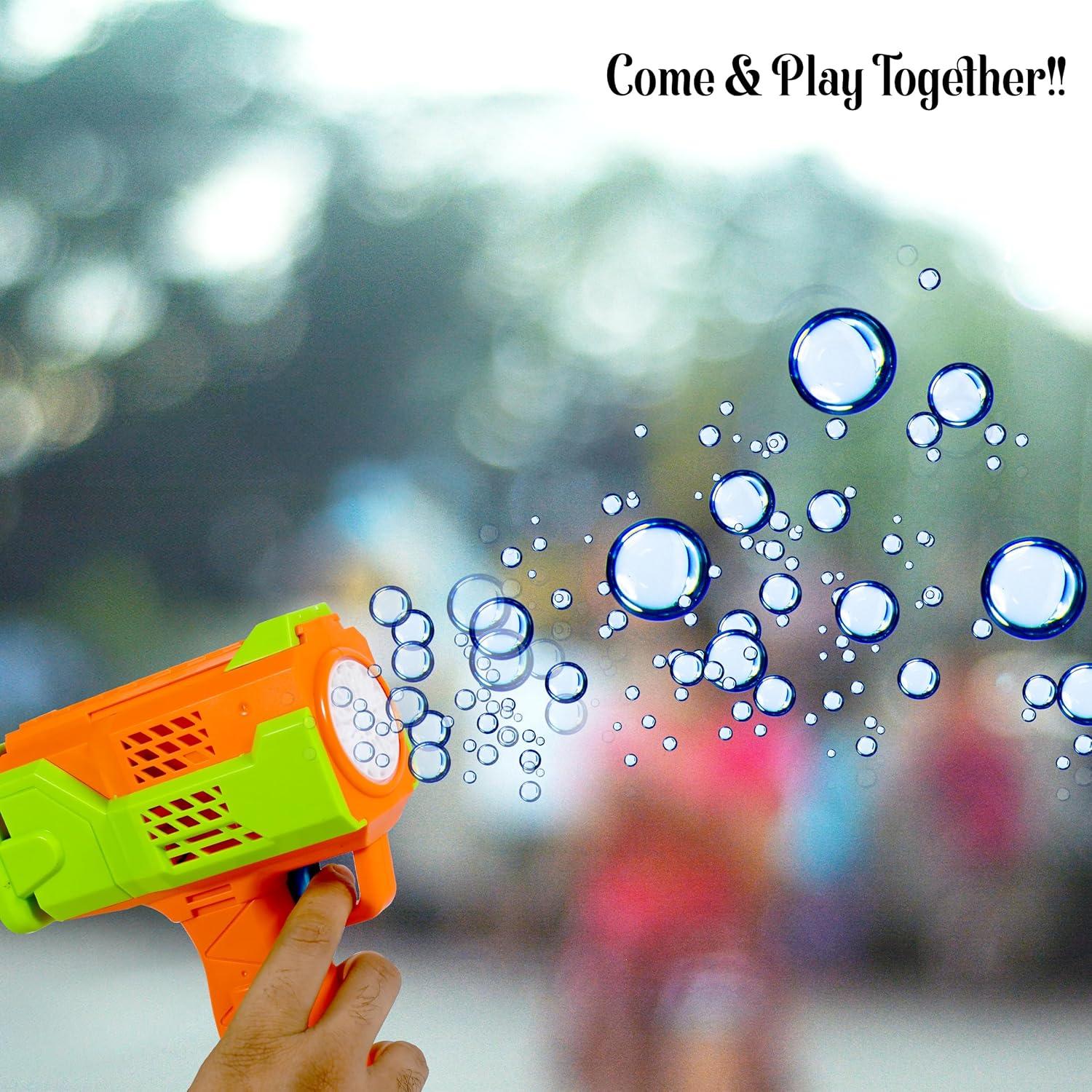 Leak-Proof Design Automatic Bubble Gun for Kids & Toddlers with LED Light - includes 2 Bubble Liquid Bottles - Blue