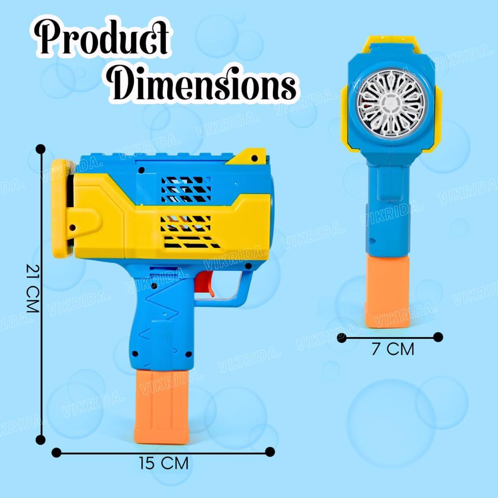 Leak-Proof Design Automatic Bubble Gun for Kids & Toddlers with LED Light - includes 2 Bubble Liquid Bottles - Blue
