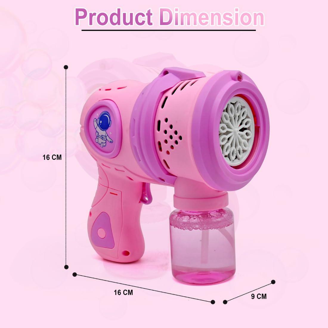 Leak-Proof Design Automatic Bubble Gun for Kids & Toddlers with LED Light - includes 2 Bubble Liquid Bottles - Blue