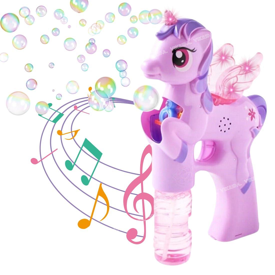 Leak-Proof Design Automatic Bubble Gun for Kids & Toddlers with LED Light - includes 2 Bubble Liquid Bottles - Blue