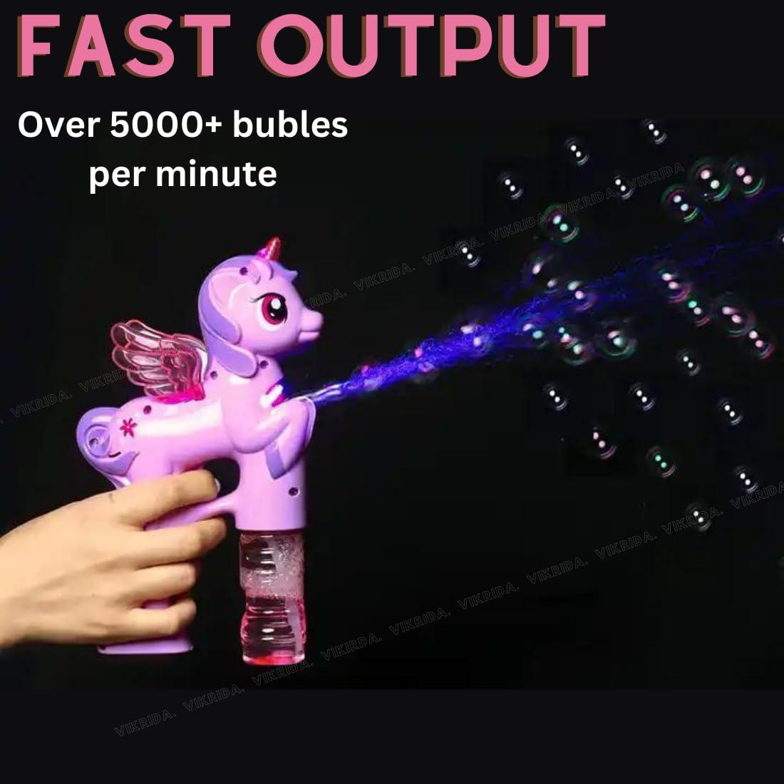 Leak-Proof Design Automatic Bubble Gun for Kids & Toddlers with LED Light - includes 2 Bubble Liquid Bottles - Blue