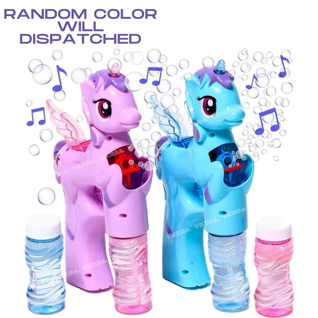 Leak-Proof Design Automatic Bubble Gun for Kids & Toddlers with LED Light - includes 2 Bubble Liquid Bottles - Blue