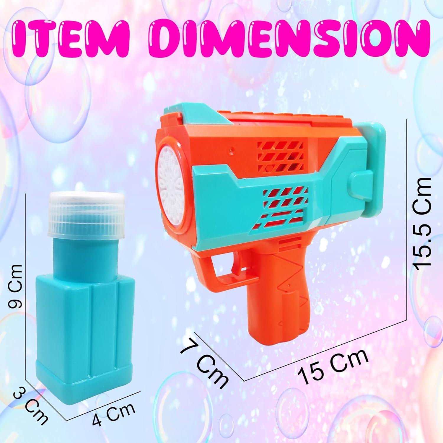 Electric Rechargeable Bubble Maker Musical Gatling Gun Toy for Kids with Cool Lights and Music - Indoor and Outdoor Toy with One Click Bubble Launch - Color As Per Stock