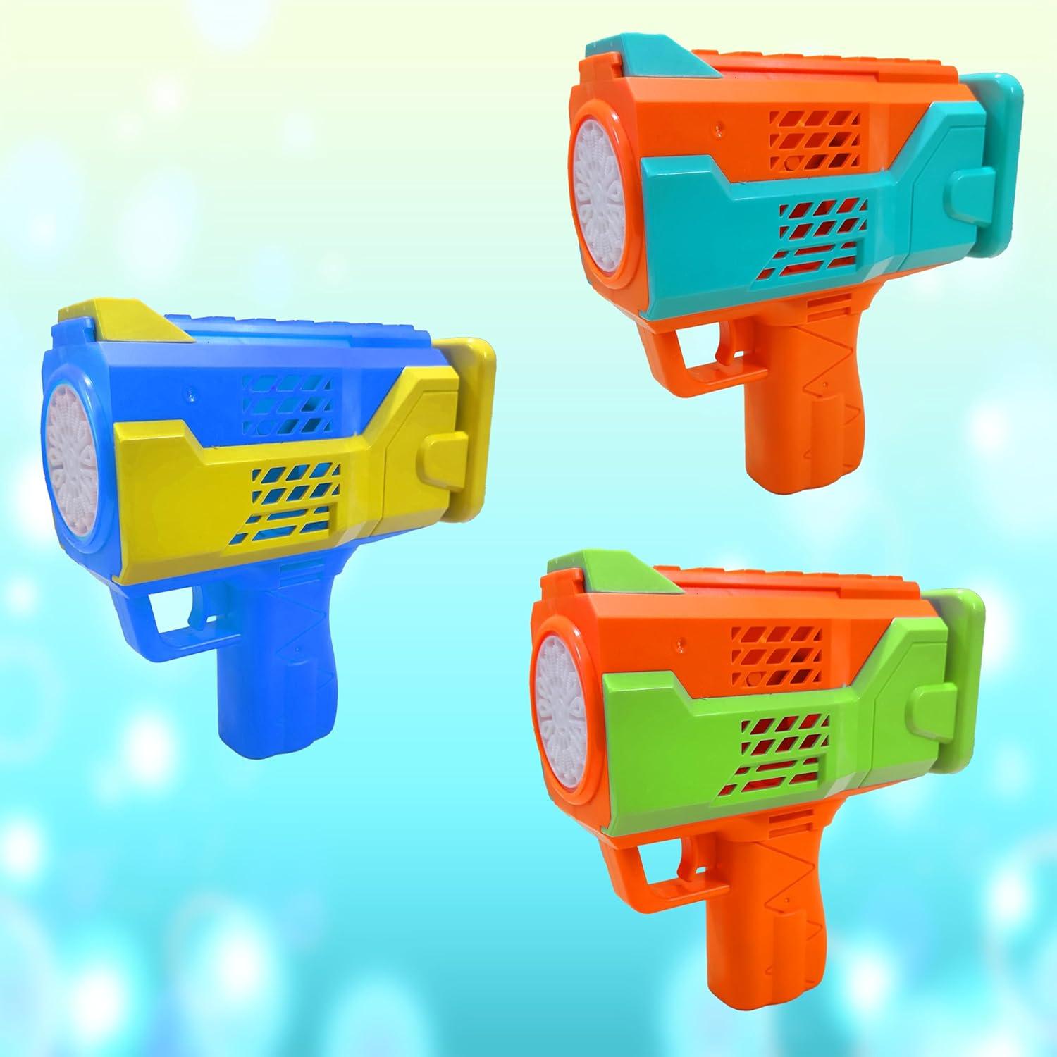 Electric Rechargeable Bubble Maker Musical Gatling Gun Toy for Kids with Cool Lights and Music - Indoor and Outdoor Toy with One Click Bubble Launch - Color As Per Stock