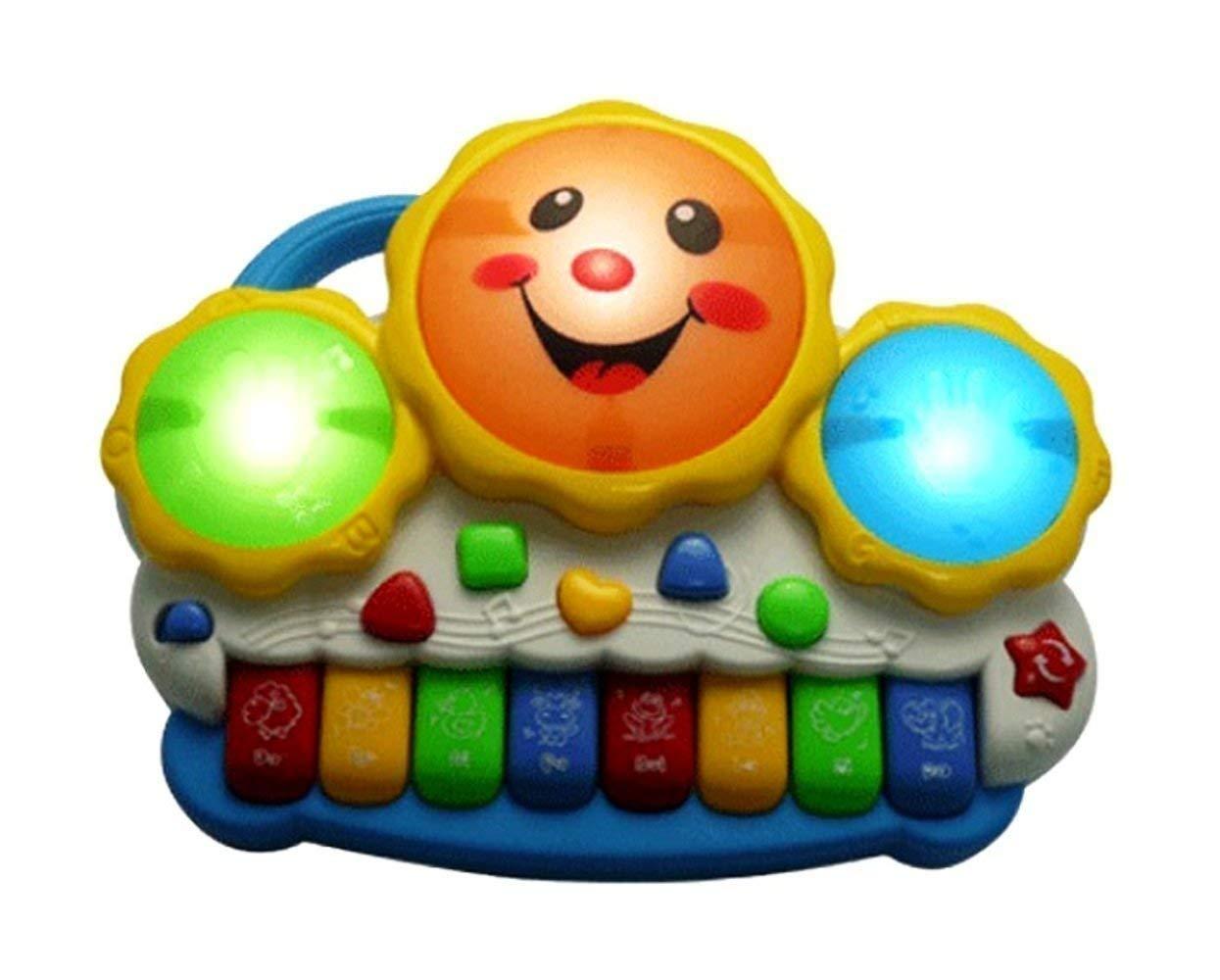 Drum Keyboard Musical Toys with Flashing Lights - Animal Sounds and Songs, Multi Color.