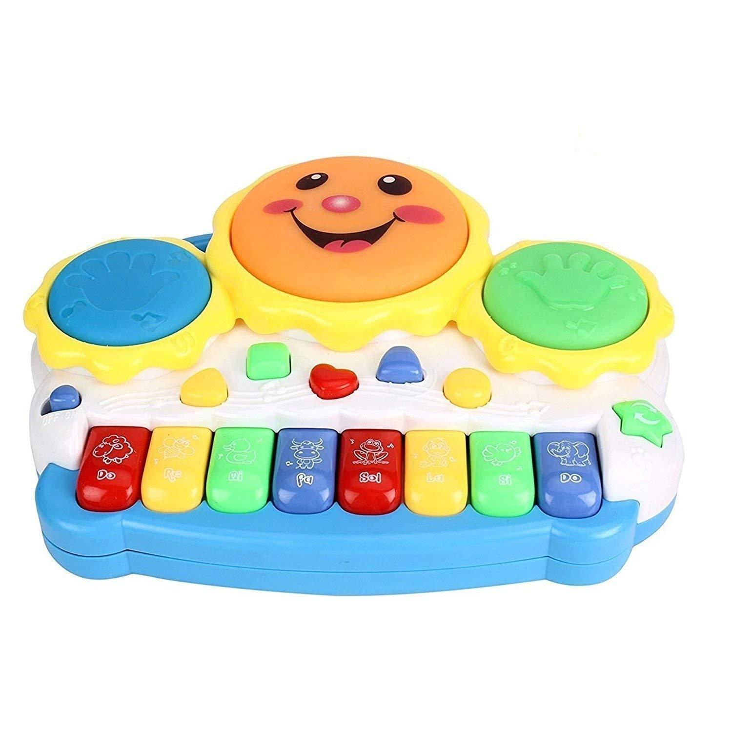 Drum Keyboard Musical Toys with Flashing Lights - Animal Sounds and Songs, Multi Color.