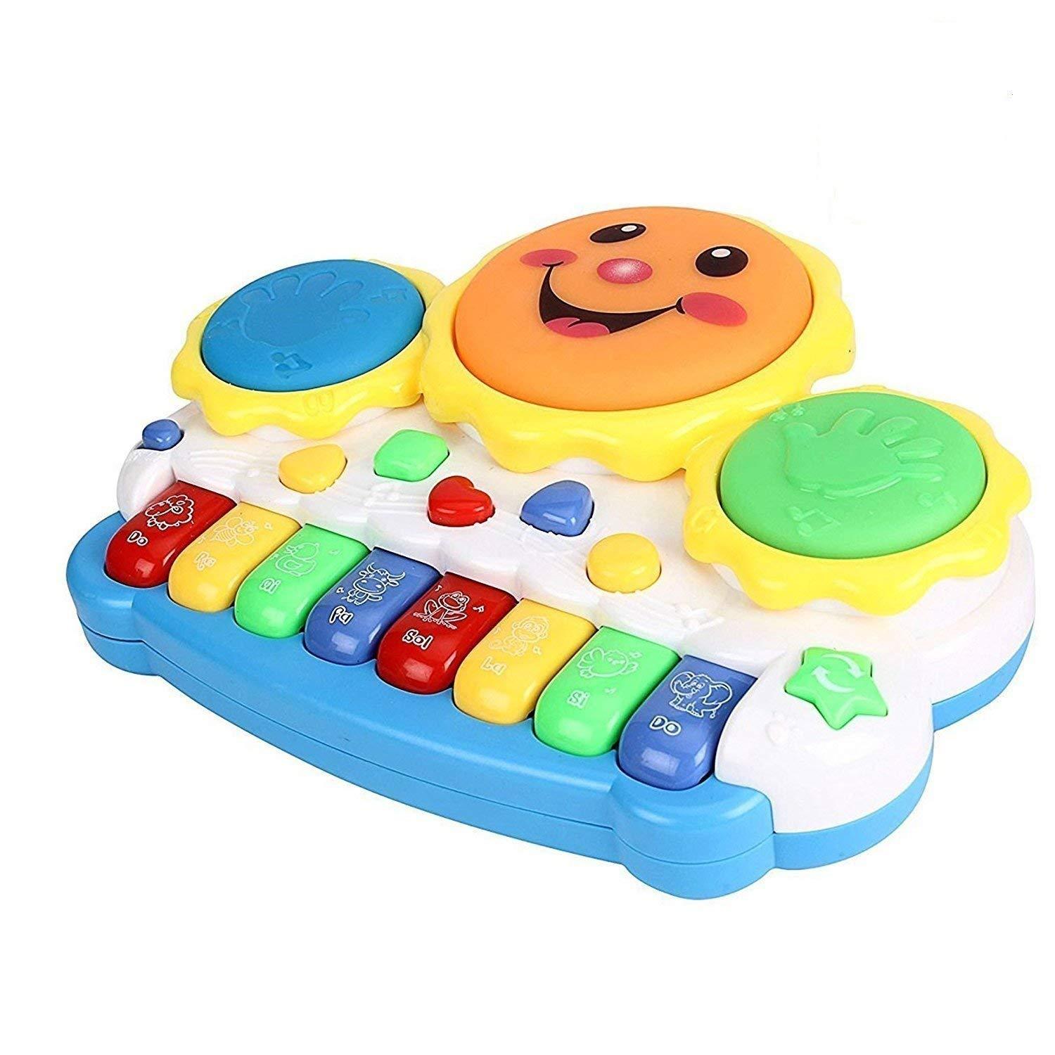 Drum Keyboard Musical Toys with Flashing Lights - Animal Sounds and Songs, Multi Color.