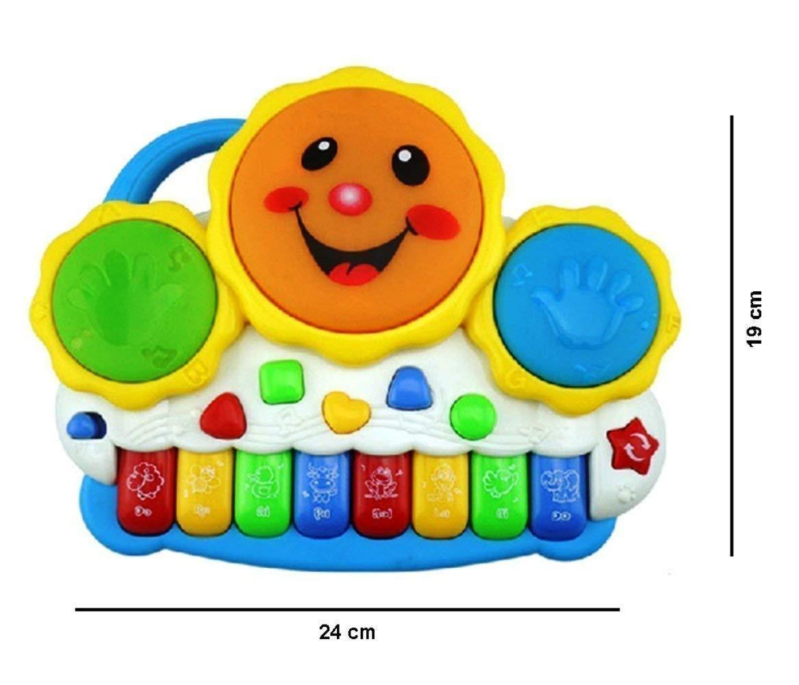 Drum Keyboard Musical Toys with Flashing Lights - Animal Sounds and Songs, Multi Color.