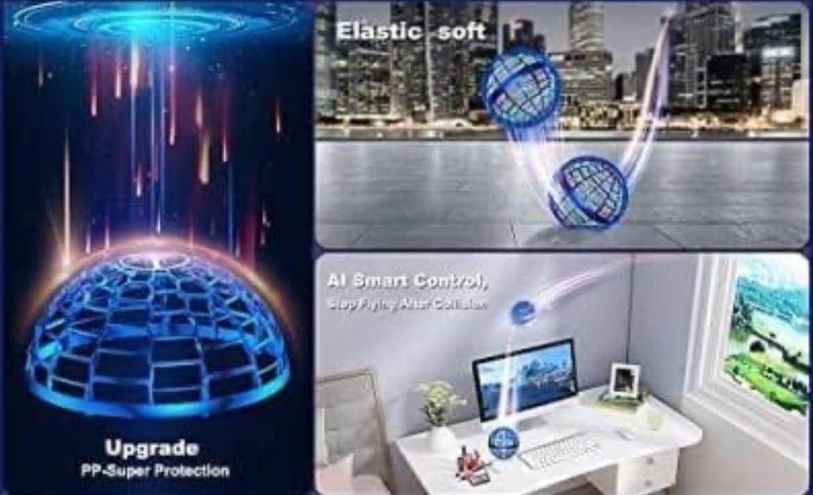 Flying Ball Toy Flyorb Magic Ball Boomerang Mini Pro Flying Spinner Fidget Toys for Boys Girls Kids Adult Indoor Outdoor USB Rechargeable Built-in RGB Lights 360°Rotating