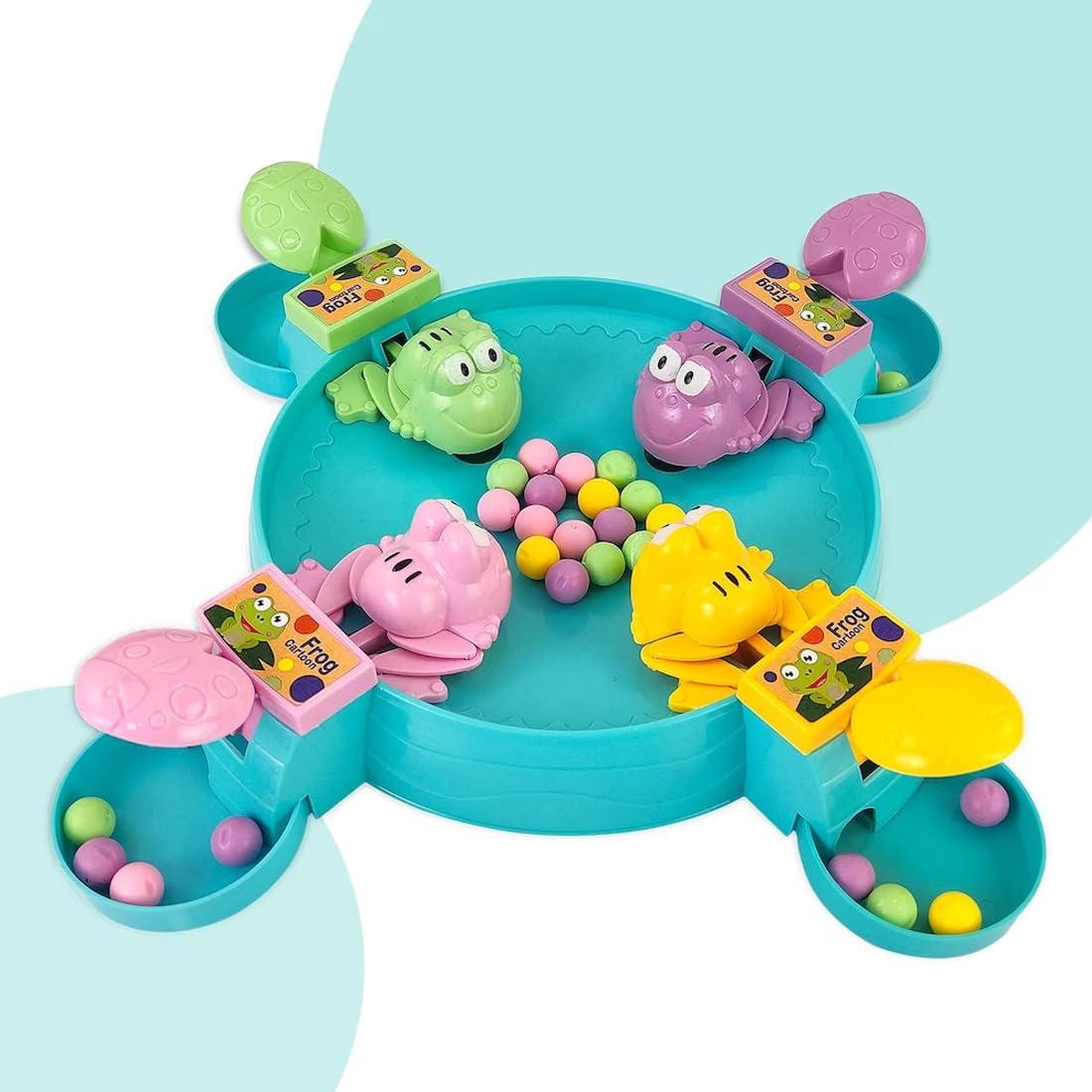 Hungry Frog Indoor Game For Kids|Family Board Game |Frog Toys For Kids Activity|4 Player Fun Interactive Frog Eat Beans Game|Proudly Made In India,Multicolor