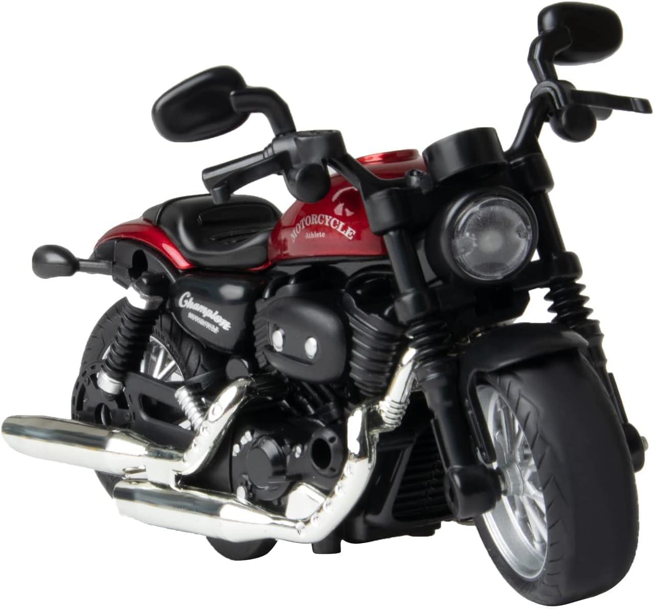 Die-Cast Metal 1:14 Scale Cruiser Motorcycle with Moving Handle & Pull Back Action (M1215- Blood Red)