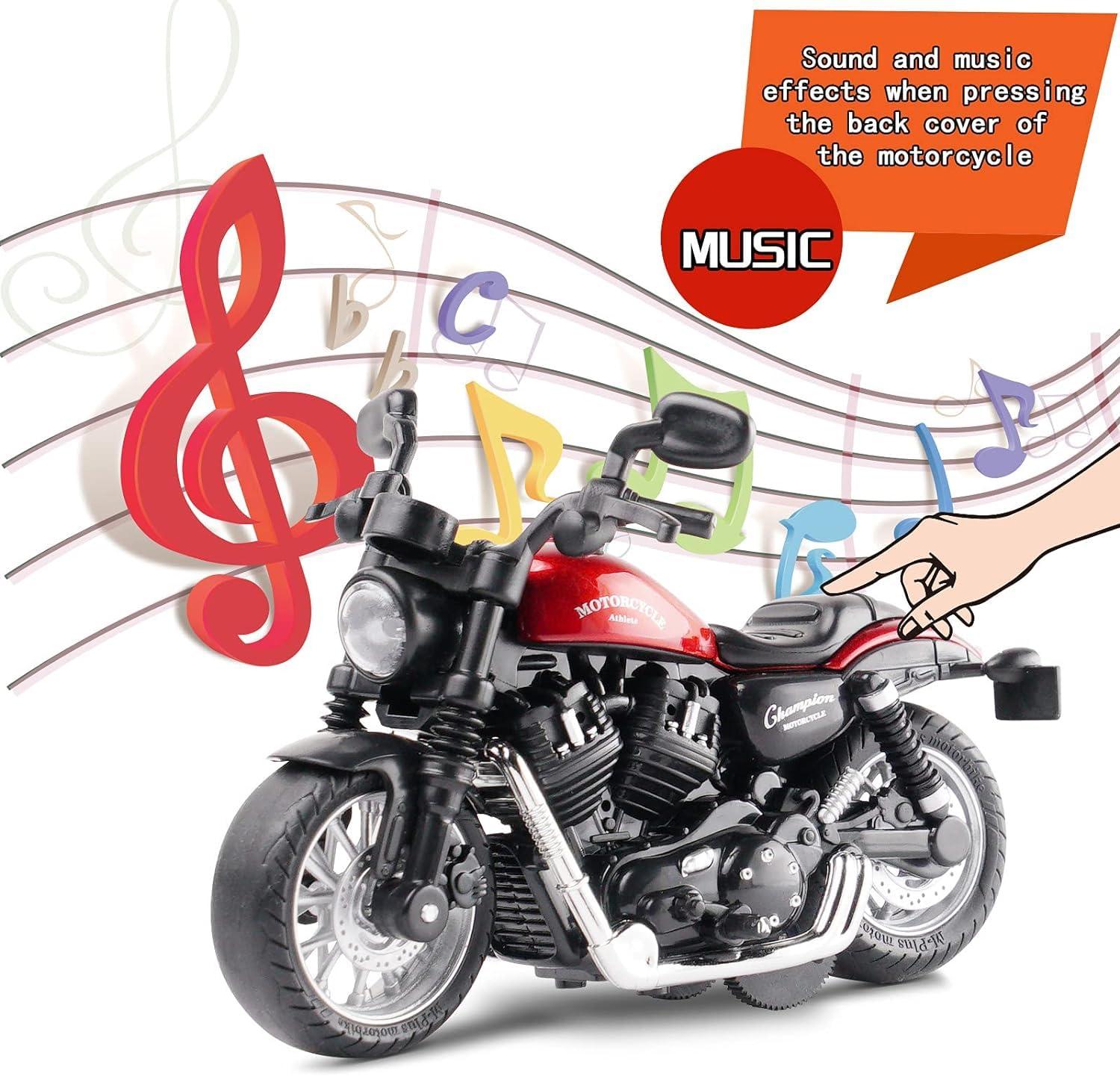 Die-Cast Metal 1:14 Scale Cruiser Motorcycle with Moving Handle & Pull Back Action (M1215- Blood Red)