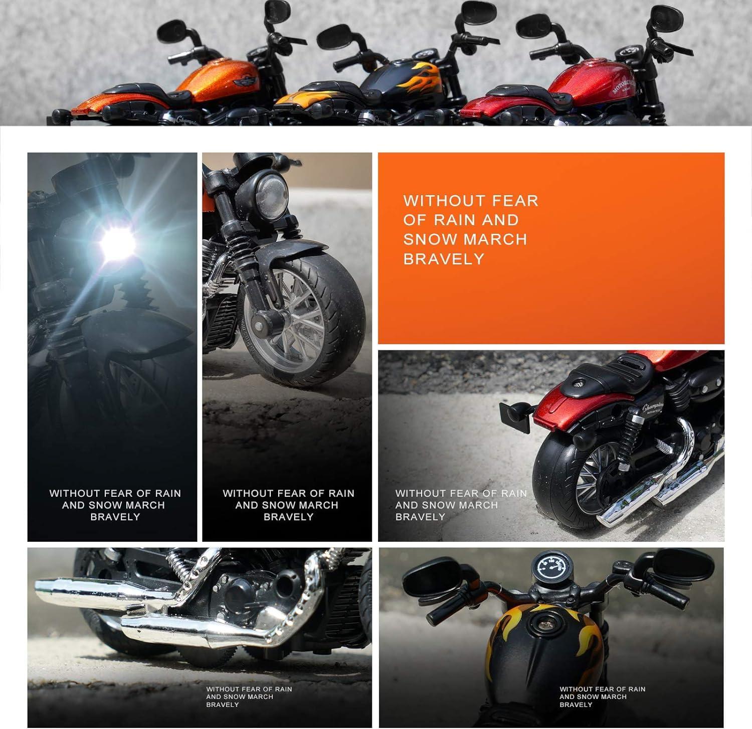 Die-Cast Metal 1:14 Scale Cruiser Motorcycle with Moving Handle & Pull Back Action (M1215- Blood Red)