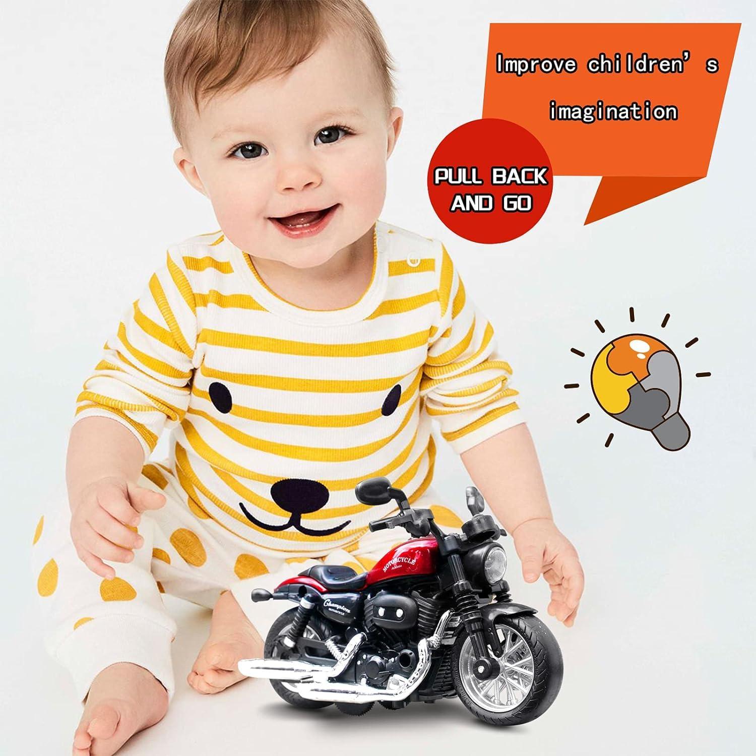 Die-Cast Metal 1:14 Scale Cruiser Motorcycle with Moving Handle & Pull Back Action (M1215- Blood Red)