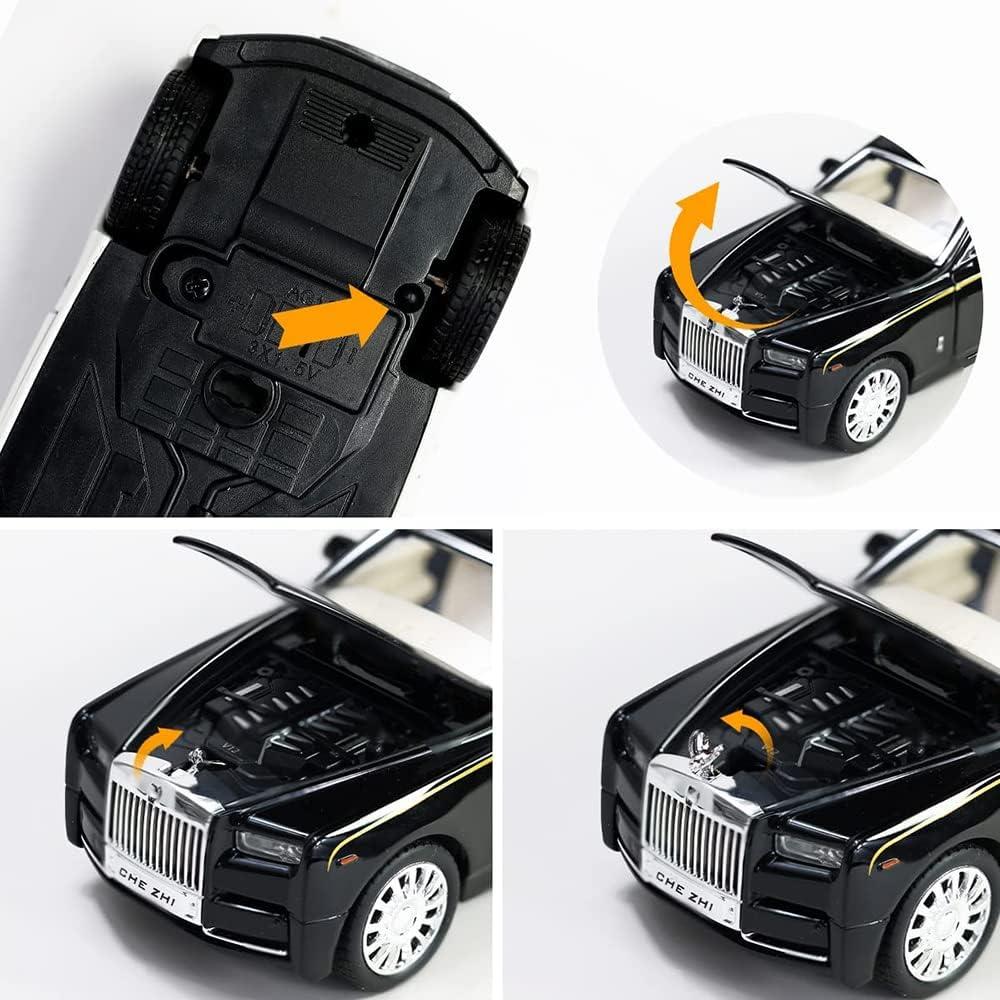 Exclusive Diecast Alloy Metal Pull Back Die-cast Car 1:32 New R R Phantom Diecast Metal Pullback Toy car with Openable Doors & Light,Music Boys for Kids