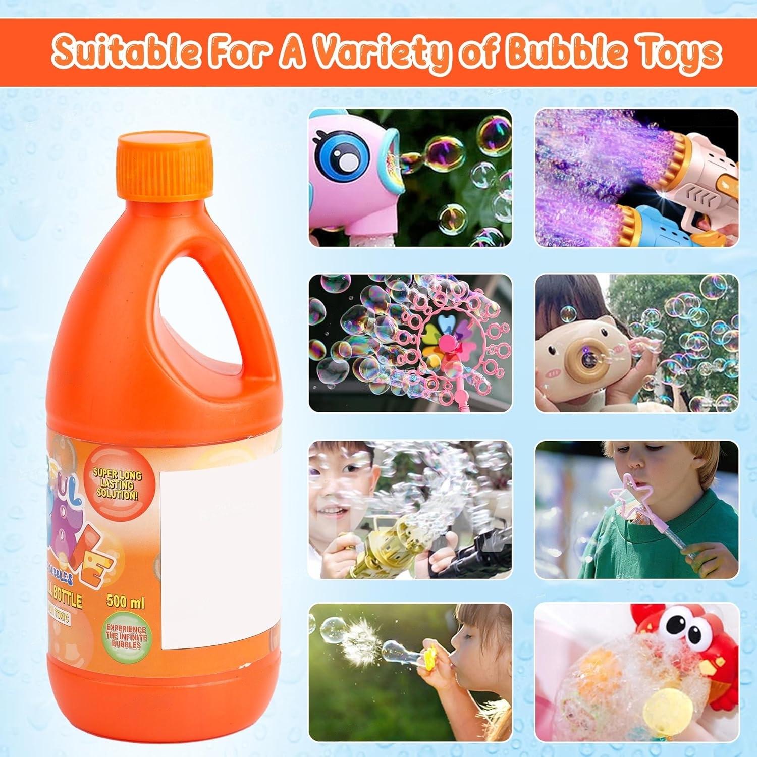 Bubble Liquid Solution Refill for Bubble Gun & Bubble Machines for Bubble Toys 500 ML (Pack of 2)