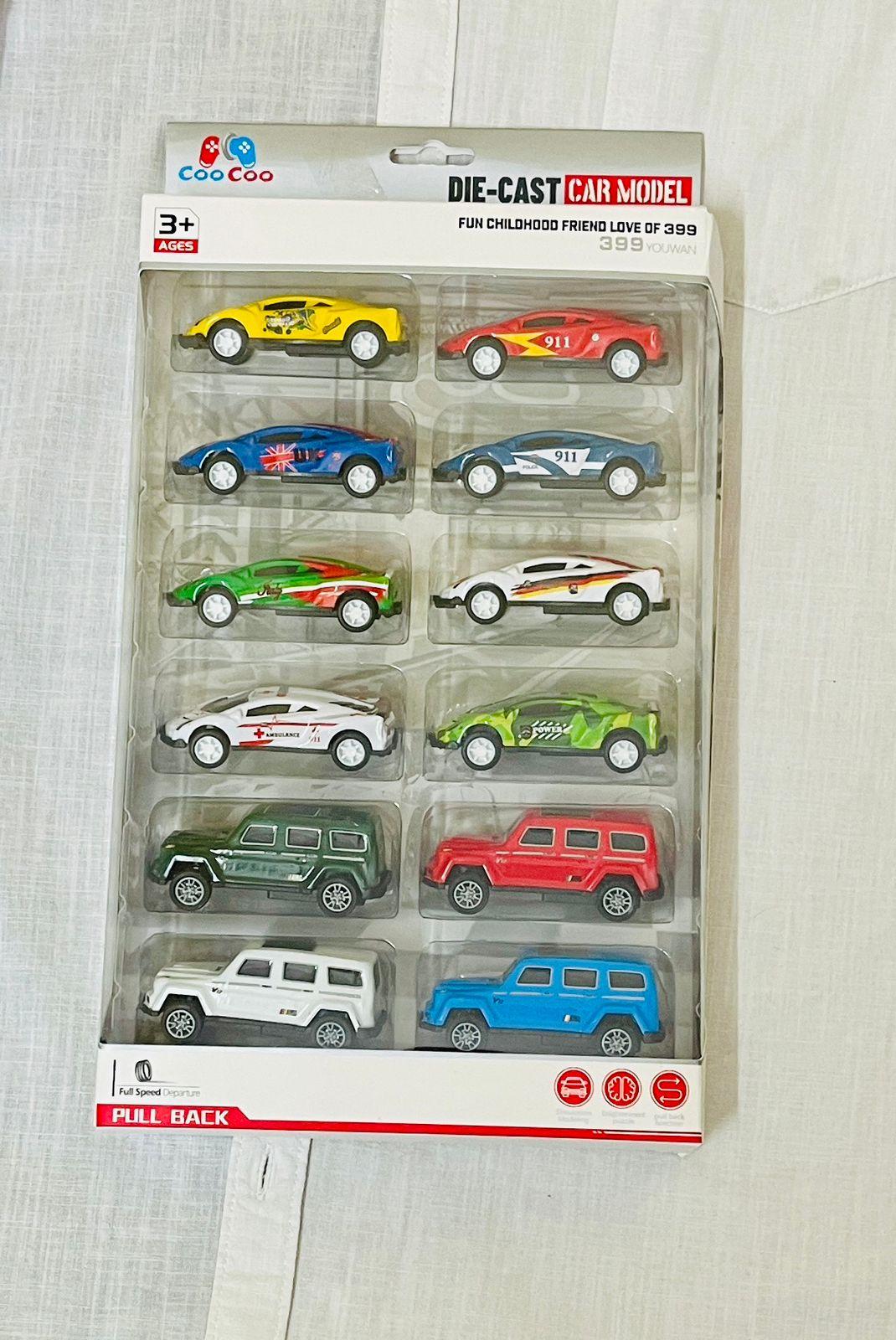 12 Pcs Pull Back Die Cast Metal Car high-speed unbreakable metal car set 12pcs