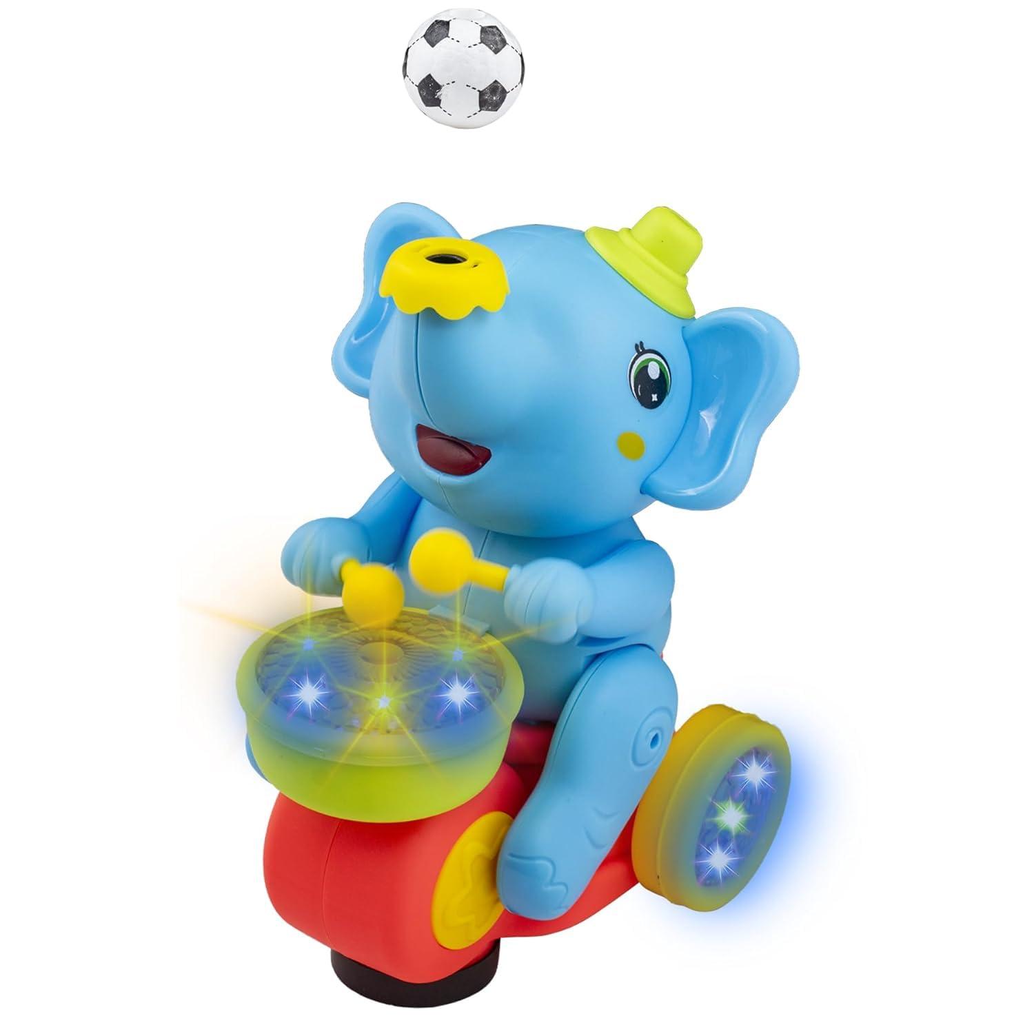 Elephant Musician Toy With Levitation Ball on Nose Along with Dazzling Light Drum Sound Music