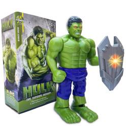 Hulk Superhero Walking Toy with Shield (9.5 inch) | Music, Photo Projection, LED Lights, Flexible Joints