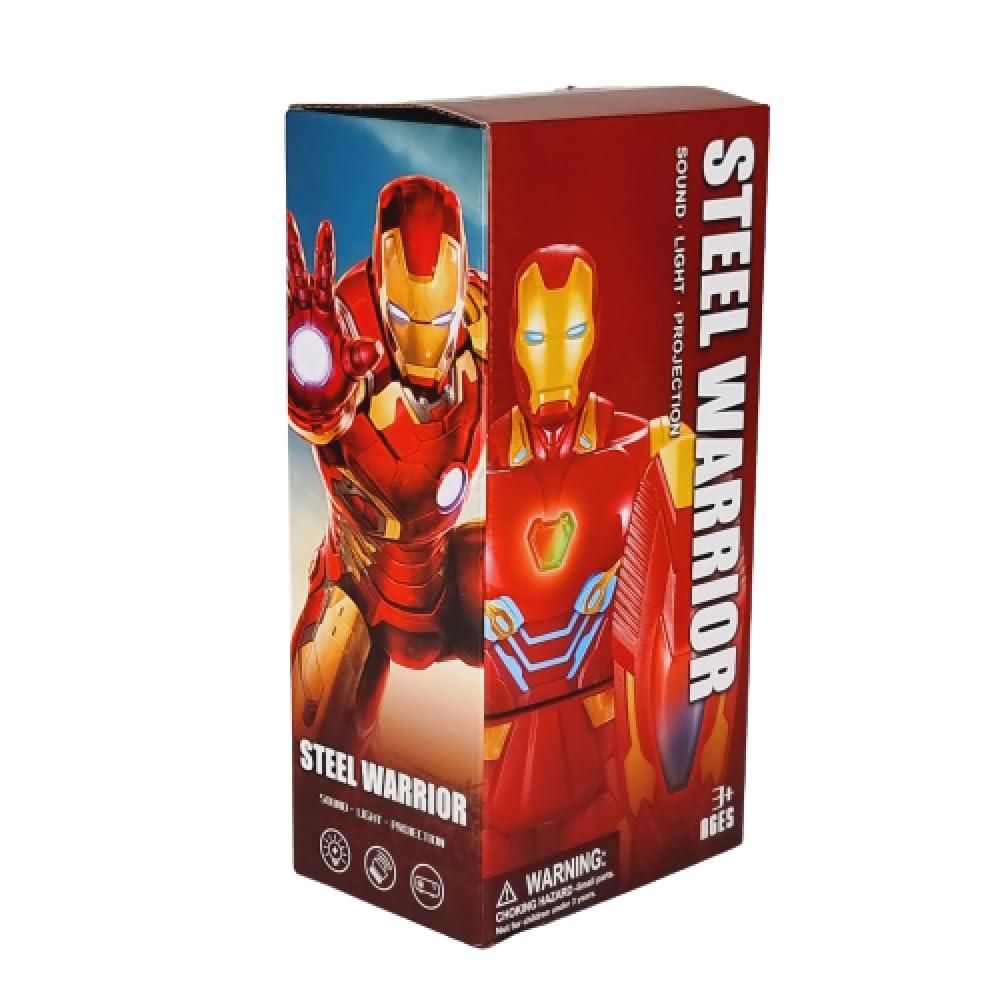 Iron Man Superhero Walking Toy with Shield | Sound, Light & Projection Best Gift for Kids