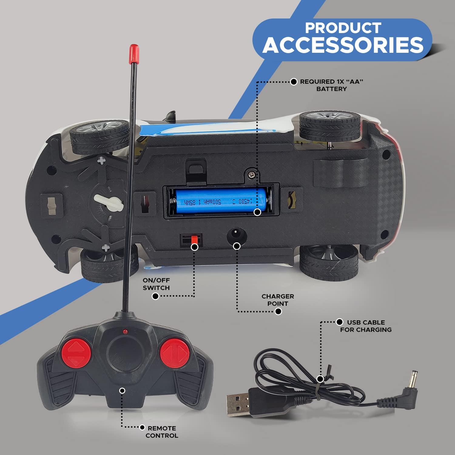 Rechargeable 3D Famous Remote Control Car With Cool 3D Led Lights  (Multicolor)